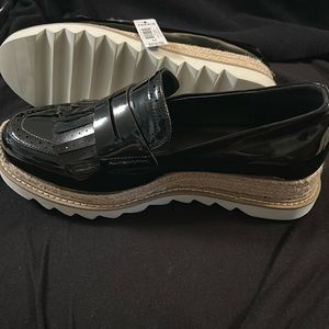 size 11 wide platform patent leather loafers never worn.. with tags but no box